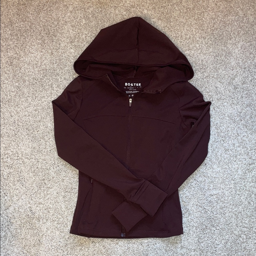Bo+Tee Brown Zip-Up Hooded Jacket